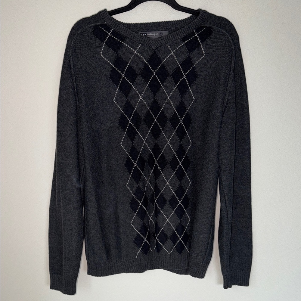 Vintage Retrofit Argyle Plaid Knit V-Neck Grunge Preppy Academia Sweater